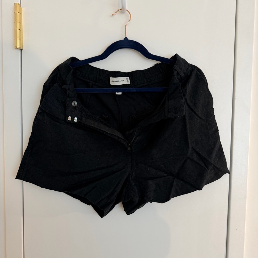 Black Abercrombie & Fitch Sloane Tailored Linen Blend Short